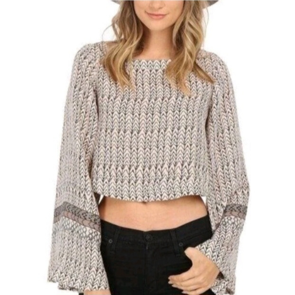 Free People Stars Aligned Crop Blouse Size S